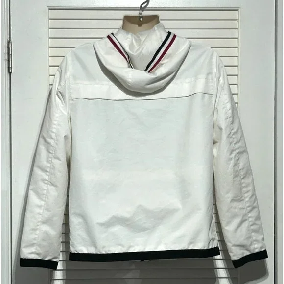 Michael Kors Men's White Stripes Red Blue Hooded Zip-Up Jacket Size Small 3059 - Picture 3 of 11